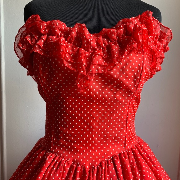 Gunne Sax By Jessica McClintock Polka Dot Gown - Picture 3 of 10
